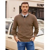 COOFANDY Mens Quarter Zip Pullover Sweater Casual Mock Neck Knit Polo | Contrast Collar, Long Sleeve Warm Pullover, Regular Fit, Fall Winter 2026 Fashion, Casual Business, Golf Polo Sweater(Ash Brown)