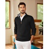 COOFANDY Mens Quarter Zip Pullover Sweater Casual Mock Neck Knit Polo | Contrast Collar, Long Sleeve Warm Pullover, Regular Fit, Fall Winter 2026 Fashion, Casual Business, Golf Polo Sweater(Black)