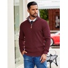 COOFANDY Mens Quarter Zip Pullover Sweater Casual Mock Neck Knit Polo | Contrast Collar, Long Sleeve Warm Pullover, Regular Fit, Fall Winter 2026 Fashion, Casual Business, Golf Polo Sweater(Red)