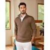 COOFANDY Mens Quarter Zip Pullover Sweater Casual Mock Neck Knit Polo | Contrast Collar, Long Sleeve Warm Pullover, Regular Fit, Fall Winter 2026 Fashion, Casual Business, Golf Polo Sweater(Ash Brown)