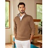 COOFANDY Mens Quarter Zip Pullover Sweater Casual Mock Neck Knit Polo | Contrast Collar, Long Sleeve Warm Pullover, Regular Fit, Fall Winter 2026 Fashion, Casual Business, Golf Polo Sweater(Khaki)