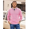 COOFANDY Mens Quarter Zip Pullover Sweater Casual Mock Neck Knit Polo | Contrast Collar, Long Sleeve Warm Pullover, Regular Fit, Fall Winter 2026 Fashion, Casual Business, Golf Polo Sweater(Pink)