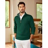 COOFANDY Mens Quarter Zip Pullover Sweater Casual Mock Neck Knit Polo | Contrast Collar, Long Sleeve Warm Pullover, Regular Fit, Fall Winter 2026 Fashion, Casual Business, Golf Polo Sweater(Green)