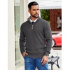 COOFANDY Mens Quarter Zip Pullover Sweater Casual Mock Neck Knit Polo | Contrast Collar, Long Sleeve Warm Pullover, Regular Fit, Fall Winter 2026 Fashion, Casual Business, Golf Polo Sweater(Dark Gray)