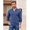 COOFANDY Mens Quarter Zip Pullover Sweater Casual Mock Neck Knit Polo | Contrast Collar, Long Sleeve Warm Pullover, Regular Fit, Fall Winter 2026 Fashion, Casual Business, Golf Polo Sweater(Gray Blue)