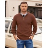 COOFANDY Mens Quarter Zip Pullover Sweater Casual Mock Neck Knit Polo | Contrast Collar, Long Sleeve Warm Pullover, Regular Fit, Fall Winter 2026 Fashion, Casual Business, Golf Polo Sweater(Brown)