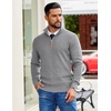 COOFANDY Mens Quarter Zip Pullover Sweater Casual Mock Neck Knit Polo | Contrast Collar, Long Sleeve Warm Pullover, Regular Fit, Fall Winter 2026 Fashion, Casual Business, Golf Polo Sweater(Light Gray)