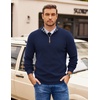 COOFANDY Mens Quarter Zip Pullover Sweater Casual Mock Neck Knit Polo | Contrast Collar, Long Sleeve Warm Pullover, Regular Fit, Fall Winter 2026 Fashion, Casual Business, Golf Polo Sweater(Navy)