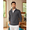 COOFANDY Mens Quarter Zip Pullover Sweater Casual Mock Neck Knit Polo | Contrast Collar, Long Sleeve Warm Pullover, Regular Fit, Fall Winter 2026 Fashion, Casual Business, Golf Polo Sweater(Dark Gray)