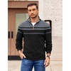 COOFANDY Mens Quarter Zip Pullover Sweater Casual Mock Neck Knit Polo | Contrast Collar, Long Sleeve Warm Pullover, Regular Fit, Fall Winter 2026 Fashion, Casual Business, Golf Polo Sweater(Black-grey)