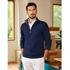 COOFANDY Mens Quarter Zip Pullover Sweater Casual Mock Neck Knit Polo | Contrast Collar, Long Sleeve Warm Pullover, Regular Fit, Fall Winter 2026 Fashion, Casual Business, Golf Polo Sweater(Navy)