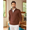 COOFANDY Mens Quarter Zip Pullover Sweater Casual Mock Neck Knit Polo | Contrast Collar, Long Sleeve Warm Pullover, Regular Fit, Fall Winter 2026 Fashion, Casual Business, Golf Polo Sweater(Brown)