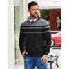 COOFANDY Mens Quarter Zip Pullover Sweater Casual Mock Neck Knit Polo | Contrast Collar, Long Sleeve Warm Pullover, Regular Fit, Fall Winter 2026 Fashion, Casual Business, Golf Polo Sweater(Black-grey)
