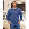COOFANDY Mens Quarter Zip Pullover Sweater Casual Mock Neck Knit Polo | Contrast Collar, Long Sleeve Warm Pullover, Regular Fit, Fall Winter 2026 Fashion, Casual Business, Golf Polo Sweater(Gray Blue)
