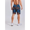 COOFANDY Mens Swim Trunks 7 inch Bathing Suit with Mesh Liner Swim Shorts | Quick Dry Fabric, Lightweight Stretch Material, Breathable Mesh Brief Liner, Swimming, Summer Beach Vacation, Mens Swimwear(Blue Orange Leaves on Black)