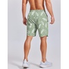 COOFANDY Mens Swim Trunks 7 inch Bathing Suit with Mesh Liner Swim Shorts | Quick Dry Fabric, Lightweight Stretch Material, Breathable Mesh Brief Liner, Swimming, Summer Beach Vacation, Mens Swimwear(Light Green and White Leaves)