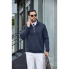 COOFANDY Mens Zip Up Sweatshirt Casual Lightweight Jackets Full Zip Sweater | Soft Knit Textured Fabric, Stand Collar, 2 Side Pockets, Long Sleeve Fashion Stylish, Ribbed Cuffs And Hem For Fall Winter(Navy Blue)