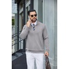 COOFANDY Mens Zip Up Sweatshirt Casual Lightweight Jackets Full Zip Sweater | Soft Knit Textured Fabric, Stand Collar, 2 Side Pockets, Long Sleeve Fashion Stylish, Ribbed Cuffs And Hem For Fall Winter(Light Grey)