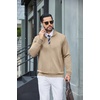 COOFANDY Mens Zip Up Sweatshirt Casual Lightweight Jackets Full Zip Sweater | Soft Knit Textured Fabric, Stand Collar, 2 Side Pockets, Long Sleeve Fashion Stylish, Ribbed Cuffs And Hem For Fall Winter(Khaki)