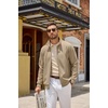 COOFANDY Mens Zip Up Sweatshirt Casual Lightweight Jackets Full Zip Sweater | Soft Knit Textured Fabric, Stand Collar, 2 Side Pockets, Long Sleeve Fashion Stylish, Ribbed Cuffs And Hem For Fall Winter(Khaki)