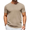 COOFANDY Men’s Casual T-Shirts Short Sleeve Crewneck Pullover Knit Tee | Classic Basic Top, Knit Tees, Round Neck Slim Fit Pullover Tshirt(Khaki)