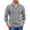 COOFANDY Mens Quarter Zip Pullover Sweater Casual Mock Neck Knit Polo | Contrast Collar, Long Sleeve Warm Pullover, Regular Fit, Fall Winter 2026 Fashion, Casual Business, Golf Polo Sweater(Light Gray)