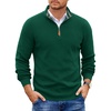COOFANDY Mens Quarter Zip Pullover Sweater Casual Mock Neck Knit Polo | Contrast Collar, Long Sleeve Warm Pullover, Regular Fit, Fall Winter 2026 Fashion, Casual Business, Golf Polo Sweater(Green)