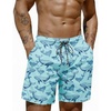 COOFANDY Mens Swim Trunks 7 inch Bathing Suit with Mesh Liner Swim Shorts | Quick Dry Fabric, Lightweight Stretch Material, Breathable Mesh Brief Liner, Swimming, Summer Beach Vacation, Mens Swimwear(Turquoise Dolphin and Whale)