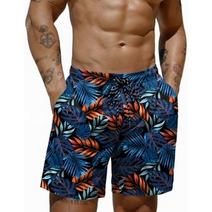 COOFANDY Mens Swim Trunks 7 inch Bathing Suit with Mesh Liner Swim Shorts | Quick Dry Fabric, Lightweight Stretch Material, Breathable Mesh Brief Liner, Swimming, Summer Beach Vacation, Mens Swimwear(Blue Orange Leaves on Black)