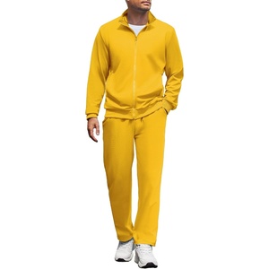 COOFANDY Men’s Tracksuit Casual Sweatsuit 2 Piece Full Zip Jogging Suit Set | Full Zip TrackSuit, Stand Collar, Elastic Waist Drawstring, 5 Pockets, Casual Athletic Jogging Outfits, Fall Sport Sweat Suit(Yellow)