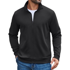 COOFANDY Mens Zip Up Sweatshirt Casual Lightweight Jackets Full Zip Sweater | Soft Knit Textured Fabric, Stand Collar, 2 Side Pockets, Long Sleeve Fashion Stylish, Ribbed Cuffs And Hem For Fall Winter(Black)