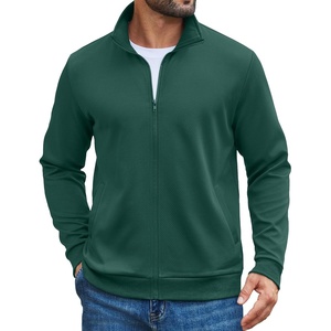 COOFANDY Mens Zip Up Sweatshirt Casual Lightweight Jackets Full Zip Sweater | Soft Knit Textured Fabric, Stand Collar, 2 Side Pockets, Long Sleeve Fashion Stylish, Ribbed Cuffs And Hem For Fall Winter(Green)