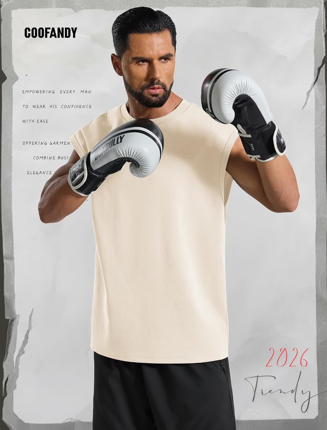 image:imageCOOFANDY Men Workout Tank Tops Cotton Sleeveless T Shirts Gym Muscle Tee Oversized Cut Off Shirt Soft Comfortable Fabric Basketball Sleeveless Tee Loose Fit for Summer Sport Stylish StreetwearBeige