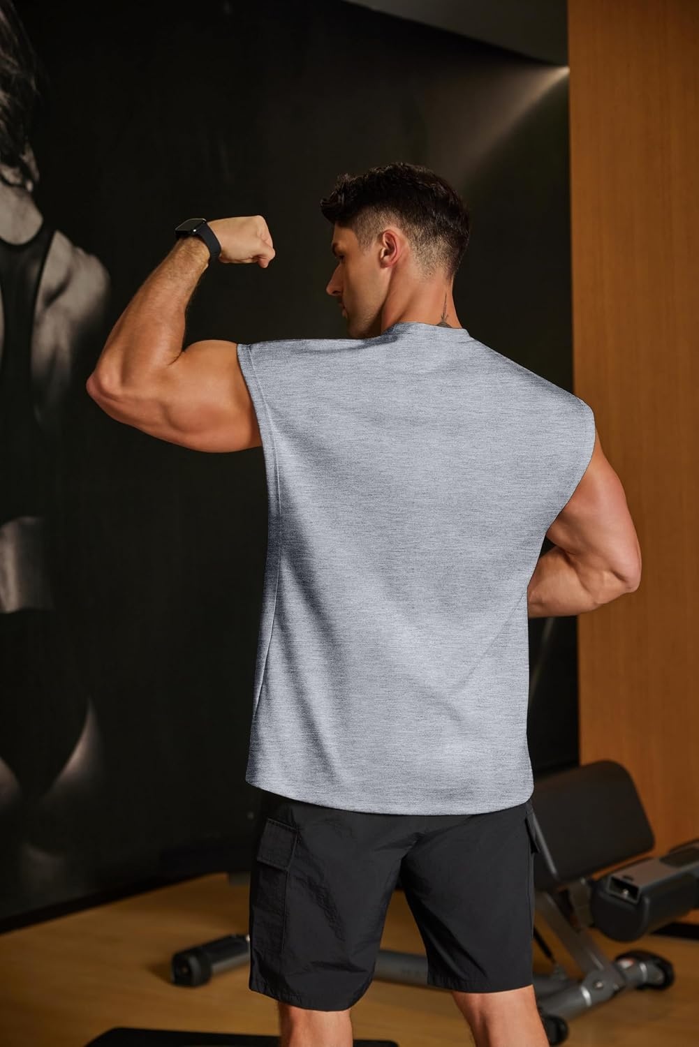 image:imageCOOFANDY Men Workout Tank Tops Cotton Sleeveless T Shirts Gym Muscle Tee Oversized Cut Off Shirt Soft Comfortable Fabric Basketball Sleeveless Tee Loose Fit for Summer Sport Stylish StreetwearLight Grey