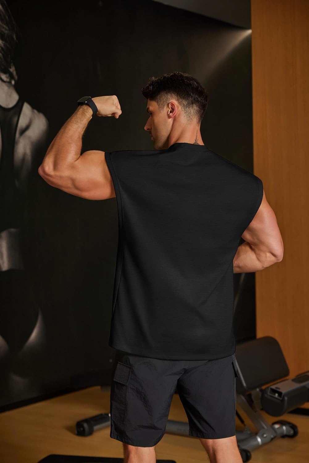 image:imageCOOFANDY Men Workout Tank Tops Cotton Sleeveless T Shirts Gym Muscle Tee Oversized Cut Off Shirt Soft Comfortable Fabric Basketball Sleeveless Tee Loose Fit for Summer Sport Stylish StreetwearBlack