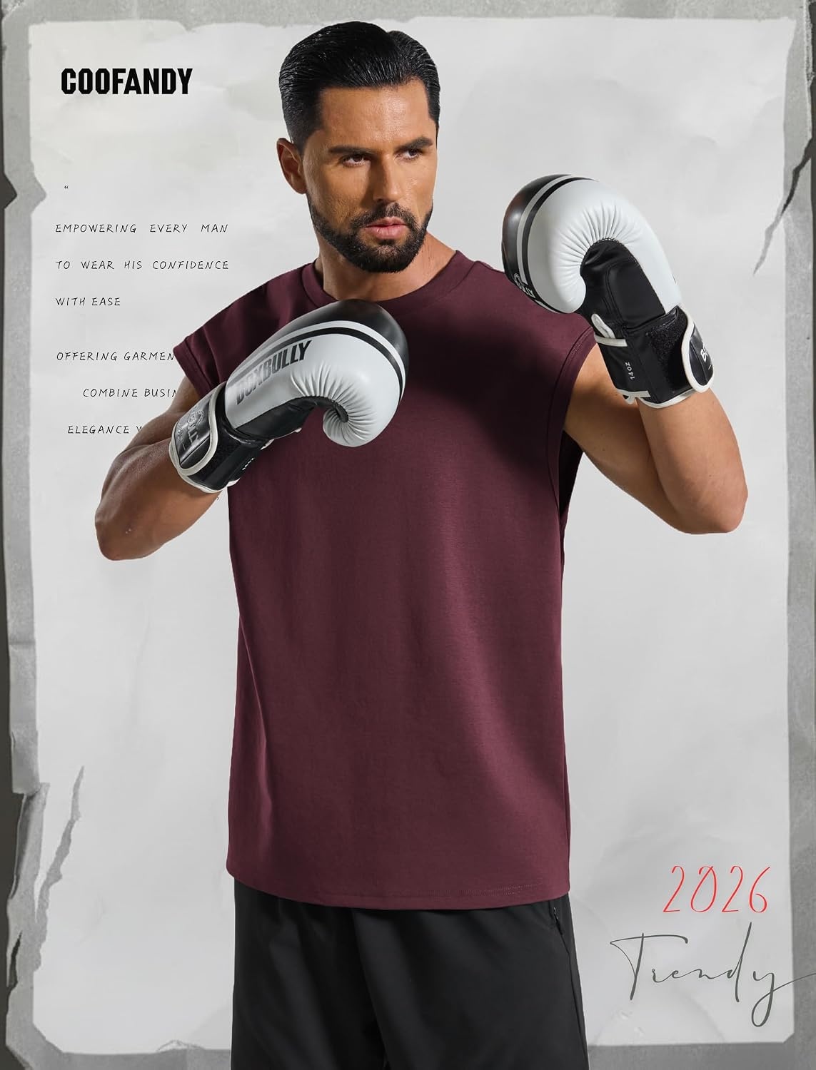 image:imageCOOFANDY Men Workout Tank Tops Cotton Sleeveless T Shirts Gym Muscle Tee Oversized Cut Off Shirt Soft Comfortable Fabric Basketball Sleeveless Tee Loose Fit for Summer Sport Stylish StreetwearDark Red