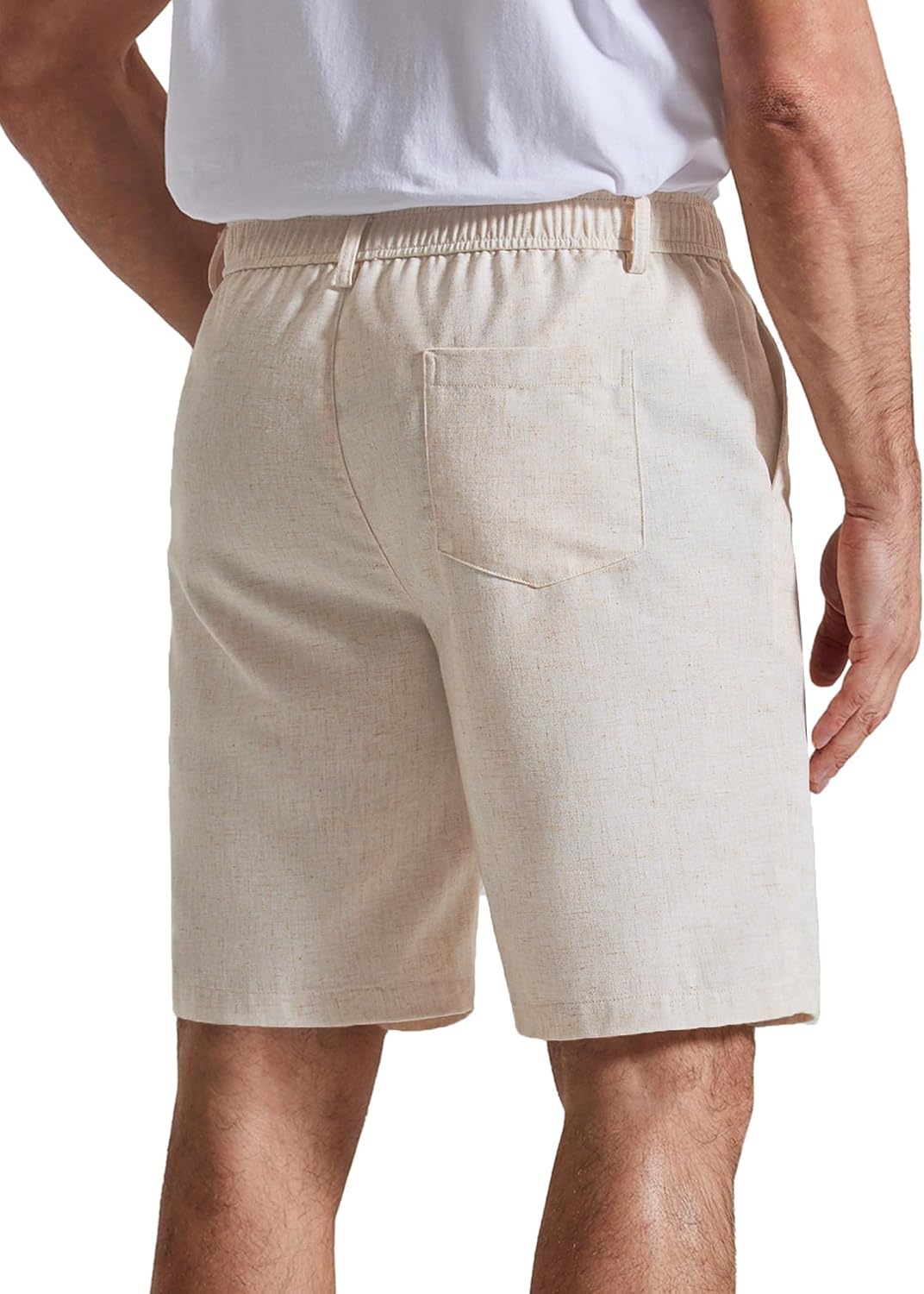 image:imageCOOFANDY Mens Casual Shorts 9 Flat Front Elastic Waist Linen Dress Shorts Premium Linen Blend Fabric Lightweight Breathable SkinFriendly Straight Leg Summer Beach WearBeige