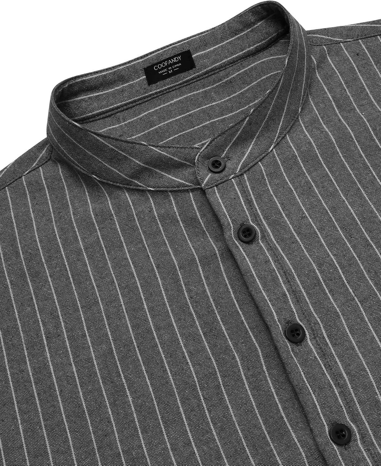image:imageCOOFANDY Mens Cotton Linen Henley TShirts Long Sleeve Casual Beach Shirts Mens Linen ShirtRegular Relaxed FitLightweightBreathableand Moisturewicking for BeachVacation or Everyday Summer WearBlack Striped