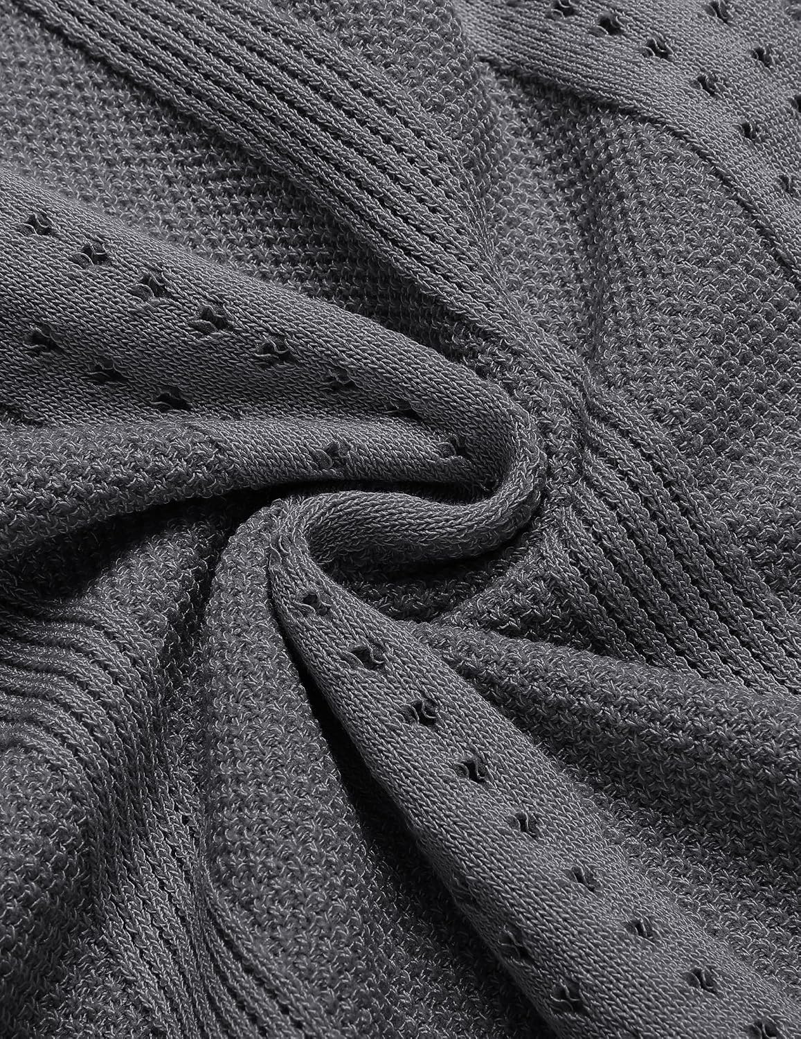image:imageCOOFANDY Mens Knit Shirts Short Sleeve Button Down Polo Shirt Summer Beach Fashion Knitted Casual Shirt Breathable Hollow Out Lightweight Vacation Season StapleDark Grey