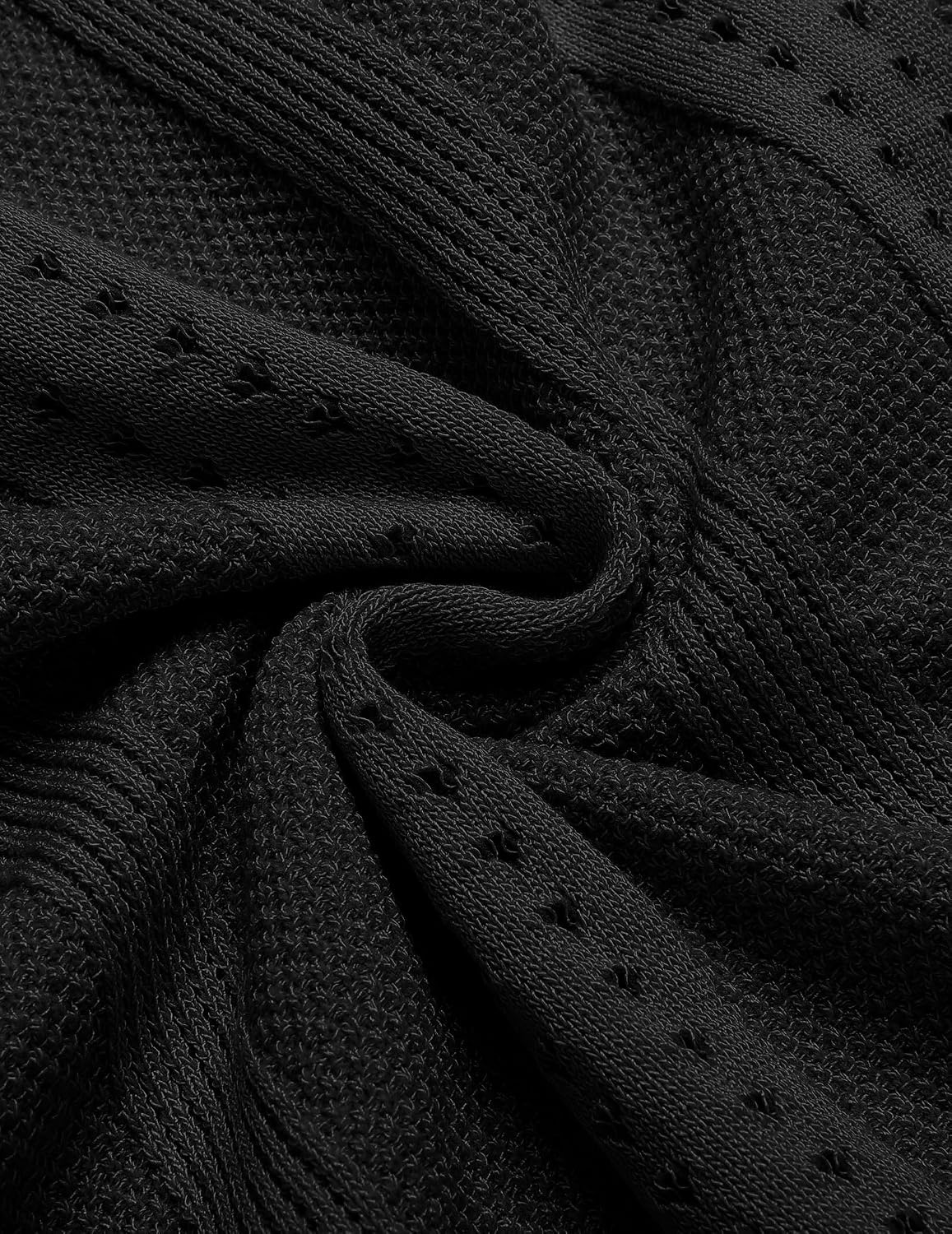image:imageCOOFANDY Mens Knit Shirts Short Sleeve Button Down Polo Shirt Summer Beach Fashion Knitted Casual Shirt Breathable Hollow Out Lightweight Vacation Season StapleBlack