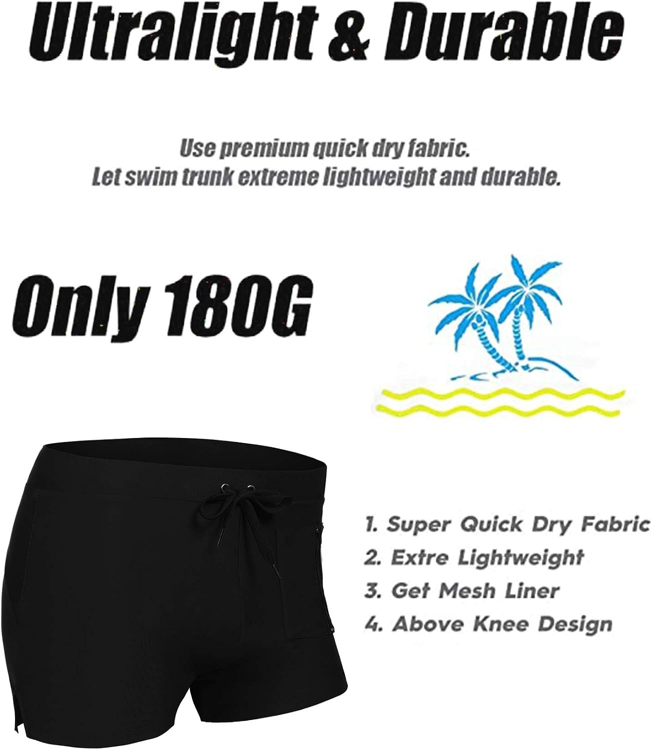 image:imageCOOFANDY Mens Swim Trunks Bathing Suit Swim Brief Square Leg Board Short1 Black