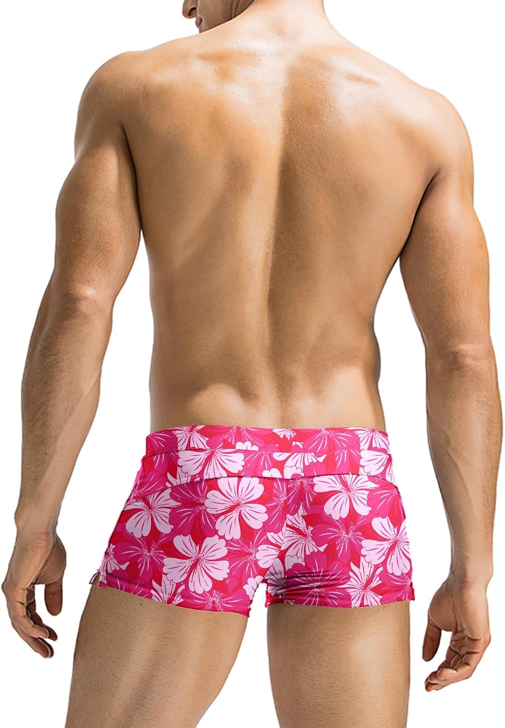 image:imageCOOFANDY Mens Swim Trunks Bathing Suit Swim Brief Square Leg Board Short1 Pink Flower