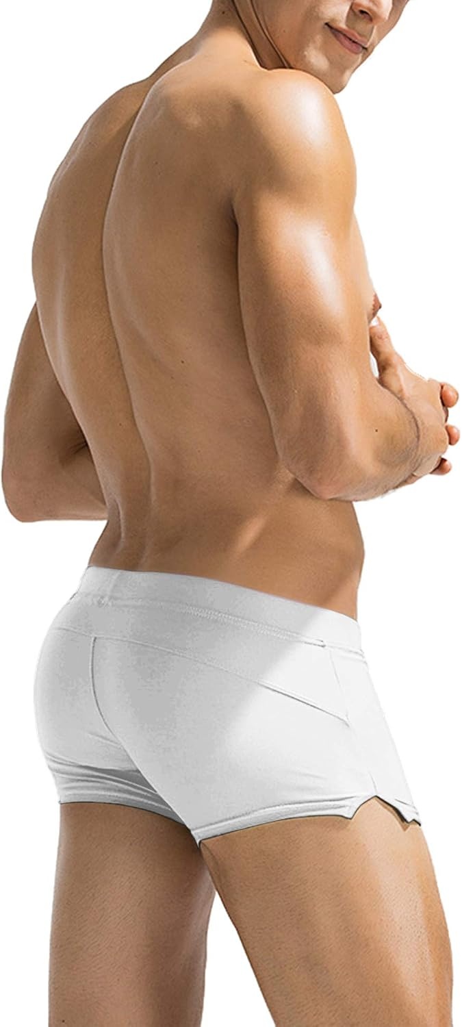image:imageCOOFANDY Mens Swim Trunks Bathing Suit Swim Brief Square Leg Board Short1 White