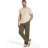 COOFANDY Men Cotton Linen Pants Casual Drawstring Summer Beach Dress Pant | Elastic Waist Drawstring, Lightweight, Soft, Breathable, Straight Leg, Buttoned Back Pockets, Summer Beach Vocation Trousers(Olive Green)