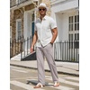 COOFANDY Men Cotton Linen Pants Casual Drawstring Summer Beach Dress Pant | Elastic Waist Drawstring, Lightweight, Soft, Breathable, Straight Leg, Buttoned Back Pockets, Summer Beach Vocation Trousers(Light Grey)