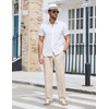COOFANDY Men Cotton Linen Pants Casual Drawstring Summer Beach Dress Pant | Elastic Waist Drawstring, Lightweight, Soft, Breathable, Straight Leg, Buttoned Back Pockets, Summer Beach Vocation Trousers(Linen Khaki)