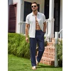 COOFANDY Men Cotton Linen Pants Casual Drawstring Summer Beach Dress Pant | Elastic Waist Drawstring, Lightweight, Soft, Breathable, Straight Leg, Buttoned Back Pockets, Summer Beach Vocation Trousers(Navy Blue)