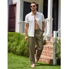 COOFANDY Men Cotton Linen Pants Casual Drawstring Summer Beach Dress Pant | Elastic Waist Drawstring, Lightweight, Soft, Breathable, Straight Leg, Buttoned Back Pockets, Summer Beach Vocation Trousers(Olive Green)