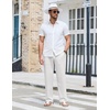 COOFANDY Men Cotton Linen Pants Casual Drawstring Summer Beach Dress Pant | Elastic Waist Drawstring, Lightweight, Soft, Breathable, Straight Leg, Buttoned Back Pockets, Summer Beach Vocation Trousers(White)