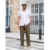COOFANDY Men Cotton Linen Pants Casual Drawstring Summer Beach Dress Pant | Elastic Waist Drawstring, Lightweight, Soft, Breathable, Straight Leg, Buttoned Back Pockets, Summer Beach Vocation Trousers(Olive Green)